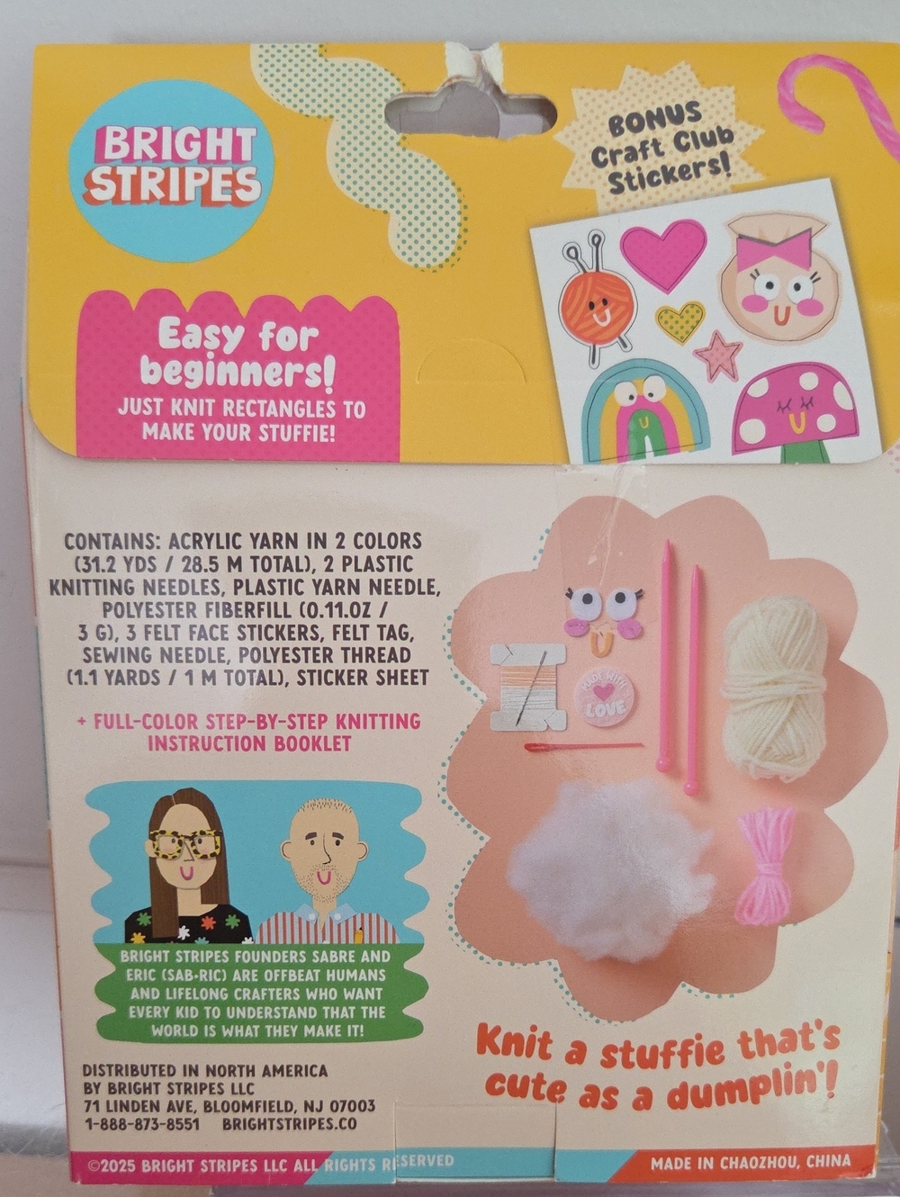 Snack Knit Kit Lil' Dumplin' – Cream & Pink Kids Knitting Set, NIB - Picture 4 of 4